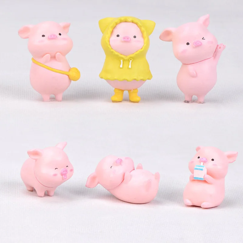 Маленькая розовая модель свинья Мультфильм Животных Фигурки миниатюрная