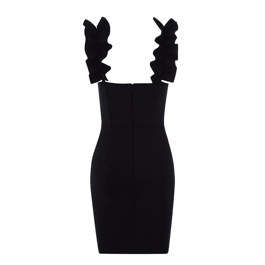 

Bevenccel 2020 New Sexy Straps Bodycon Badnage Dress Women Mini Ruffles Elegant Celebrity Evening Club Party Dress Vestidos