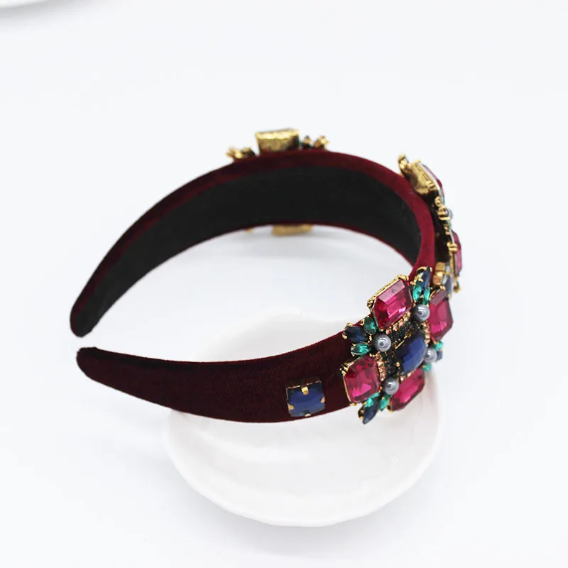 Новая зимняя трендовая широкая бархатная корона в стиле барокко ретро обруч