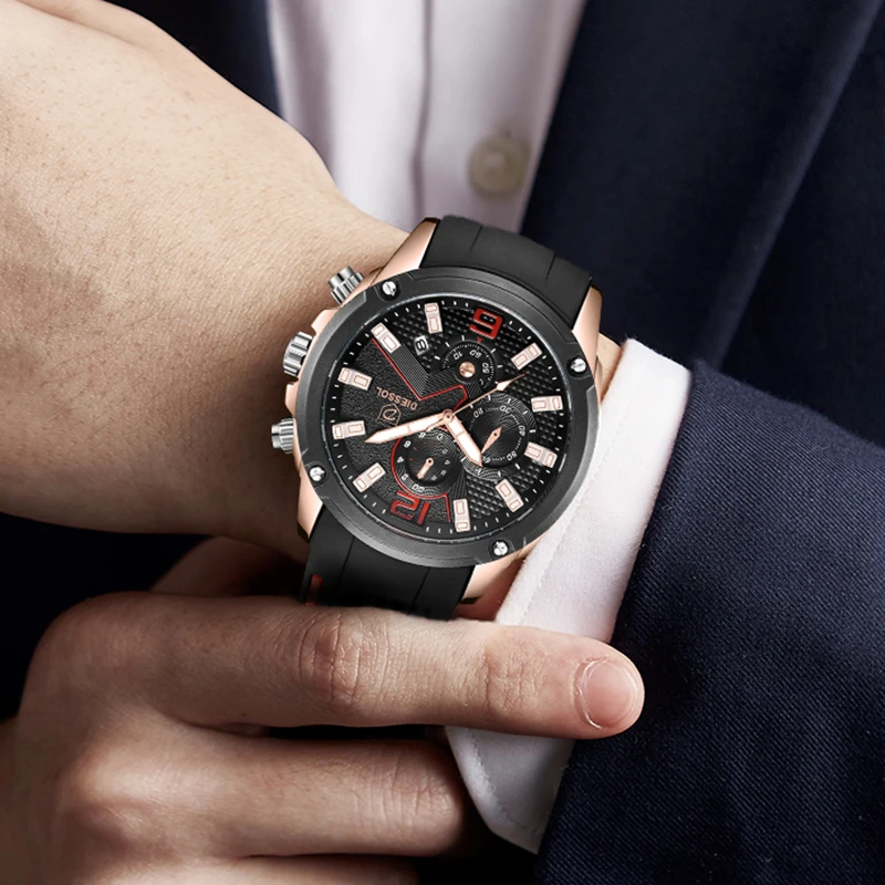 Дизсол часы мужские модные кварцевые Лидирующий бренд Роскошные резиновые