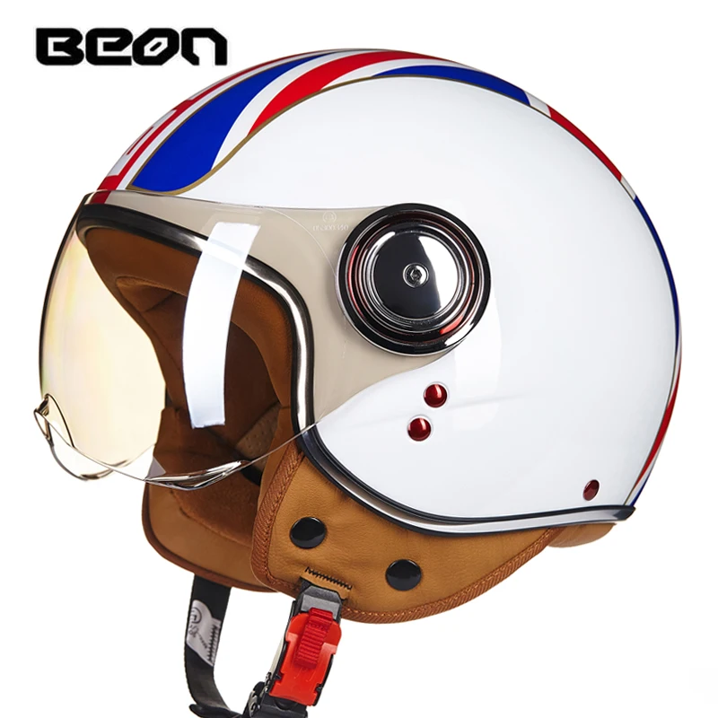 BEON мужской женский мотоциклетный шлем Chopper 3/4 с открытым лицом винтажный мото Casque