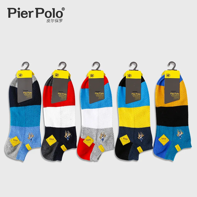 Новые брендовые летние цветные мужские носки PIER POLO носки-башмачки с вышивкой