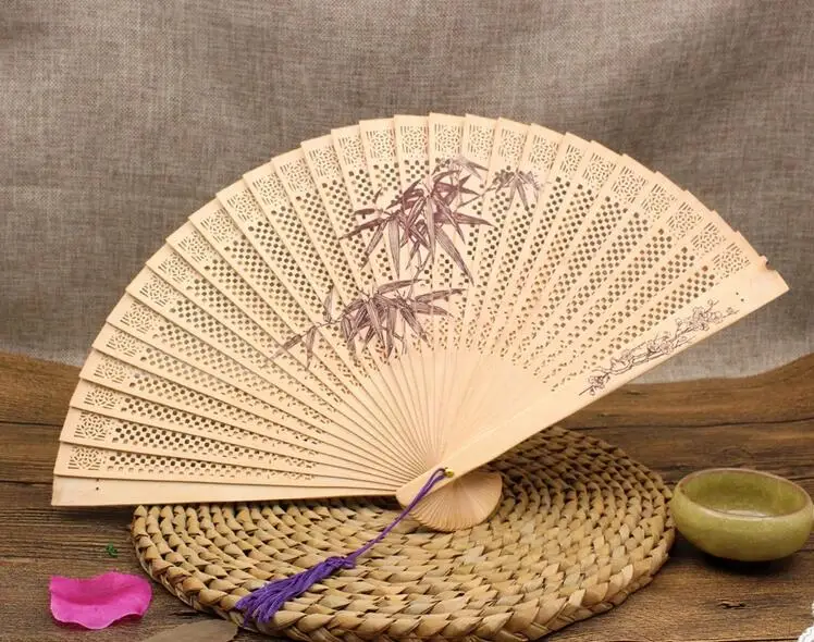 10 шт. сандалового дерева вентилятор ладан полые деревянные веер китайский стиль