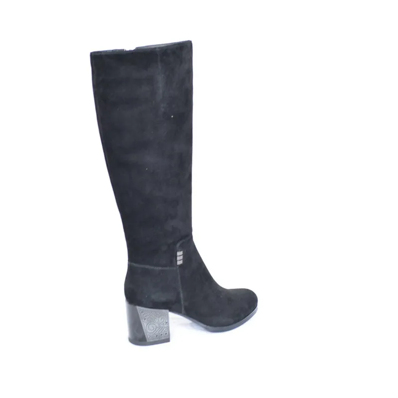 Новинка 2018 модные женские высокие сапоги на высоком каблуке зимняя теплая обувь