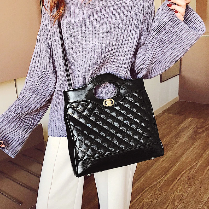 2019 из искусственной кожи для женщин сумка плед Дамы Crossbody цепи Мода карамельный