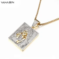 vanaxin punk mom and kid iced paved aaa full cubic zirconia pendant necklace for men hip hop goldsilver color wholesale jewelry