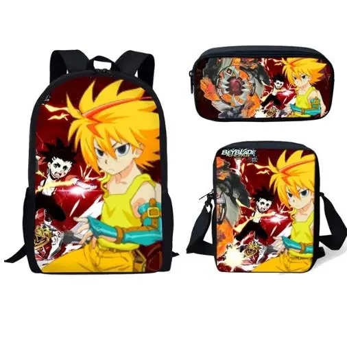 Мода: Beyblade Burst Game 3 шт. в комплекте рюкзак с 3D рисунком аниме школьный для учеников