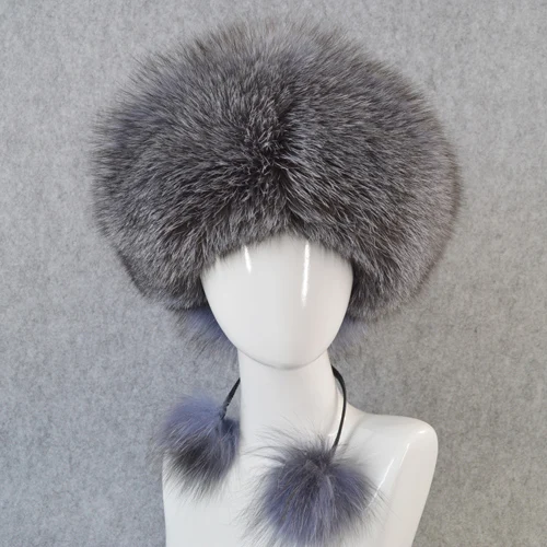 blue grey Стиль зимняя женская шапка из натурального меха лисы натуральная мягкая натуральная шапка из меха лисы Женская Повседневная теплая качественная натуральная шапка из меха лисы s - Цвет: blue grey