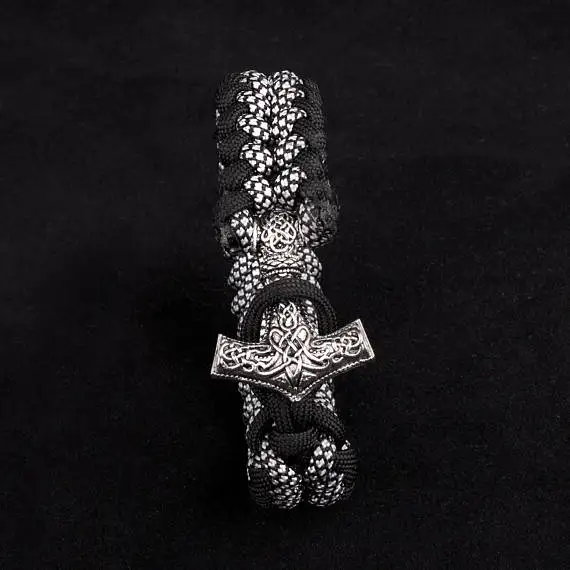 Survival Paracord Bracelet Mjolnir Thor's Hammer Viking Scandinavian Nordic Norse Jewelry 550 Cord | Украшения и аксессуары