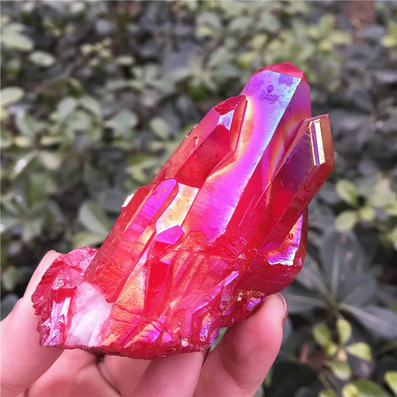 Редкий большой Красный Пламя аура кварцевый кристалл точка группа исцеления|healing