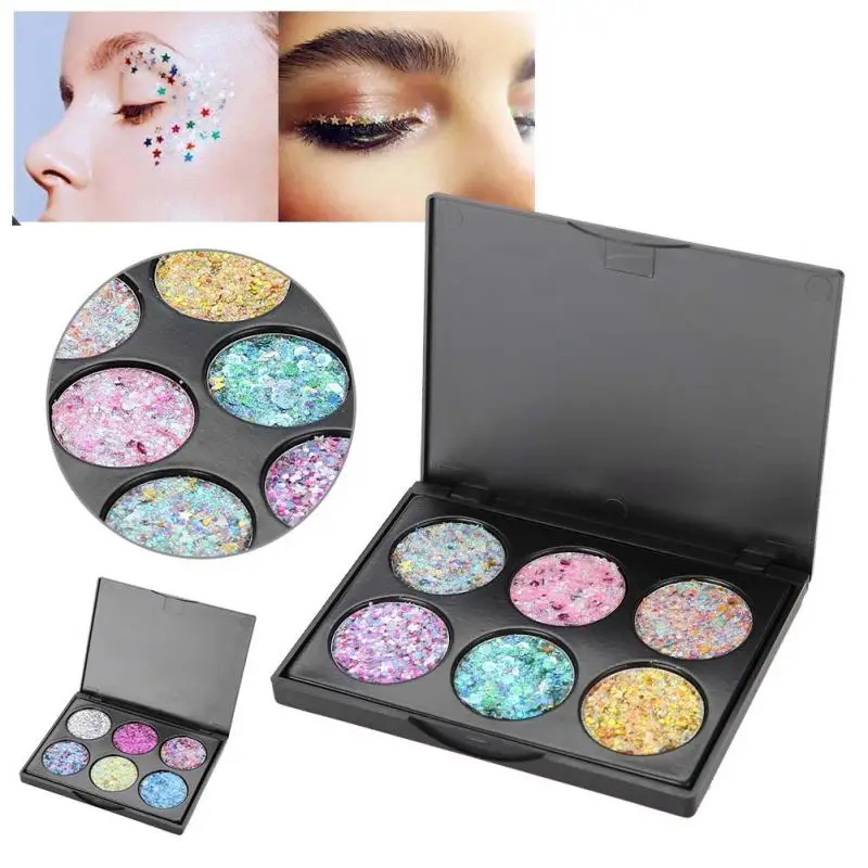 6 цветов Сияющие тени для век детский сценический макияж косметика глаз