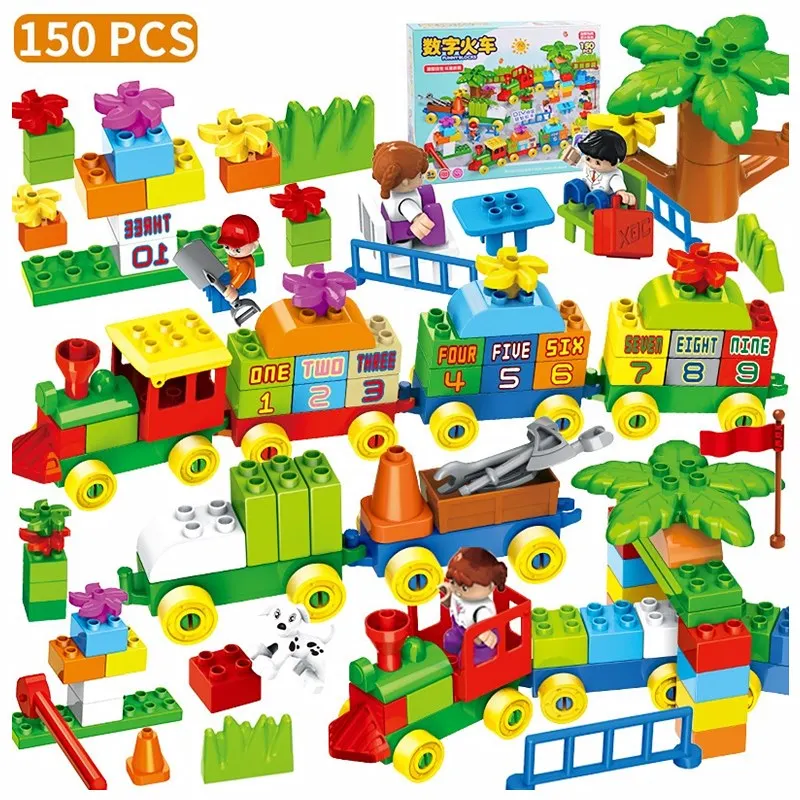 

Large Particle Train Building Blocks Number Block Compatible Brand DIY City Big Building Block Educational Toy Kids Gift 3 Years