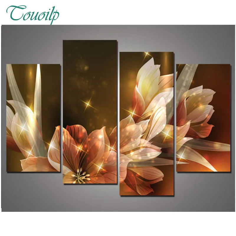 

4pcs 5d diy diamond painting full square,cross stitch pictures,5pcs diamond painting,Sunset flowers,mosaic home Decoration,gift