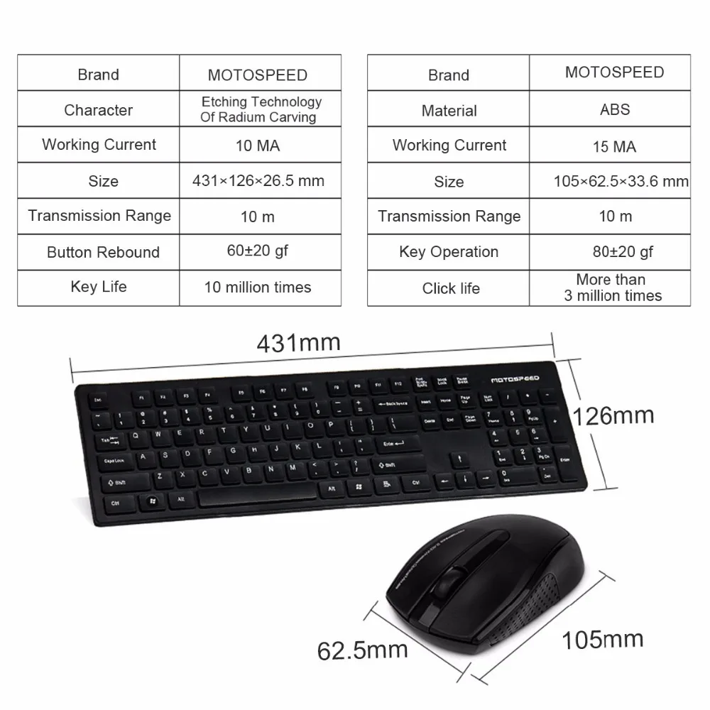Официальный Motospeed G4000 2,4G Беспроводная клавиатура Bluetooth мышь комбо USB 2,0 1000 dpi поставки ноутбук Эргономика Win 7/XP