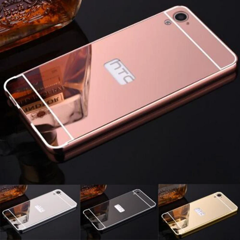 Чехол для Funda HTC Desire 820 чехол Зеркальный Алюминиевый металлический бампер PC задняя
