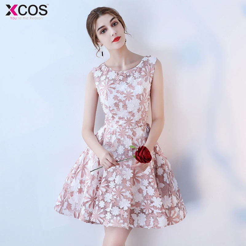 Vestido de festa 2019 короткие кружевные платья для выпускного вечера с круглым вырезом и