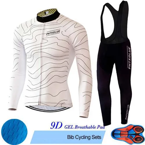 Bib Cycling Set Phtxolue, набор для велоспорта, Мужская одежда для велоспорта, одежда для велоспорта, дышащая, анти-УФ, одежда для велоспорта, с длинным рукавом, наборы для велоспорта - Цвет: Bib Cycling Set