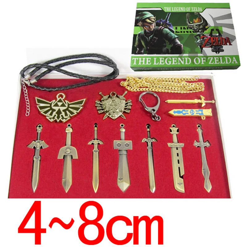 14PCS/Set The Legend of Zelda weapons sets Alloy Link skyward sword &amp keychains shield necklace toys for collection | Игрушки и хобби