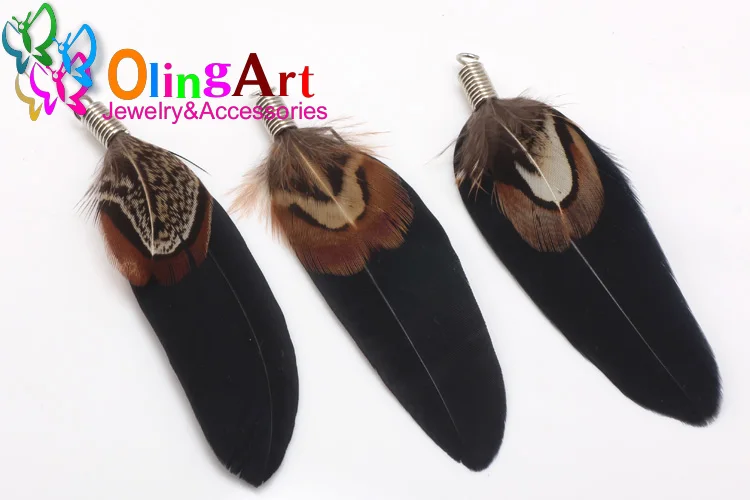 OlingArt красочные натуральные перья кисточки 10 шт. 7 см женские серьги браслет ожерелье DIY Изготовление ювелирных изделий брелок Подвески Новинка