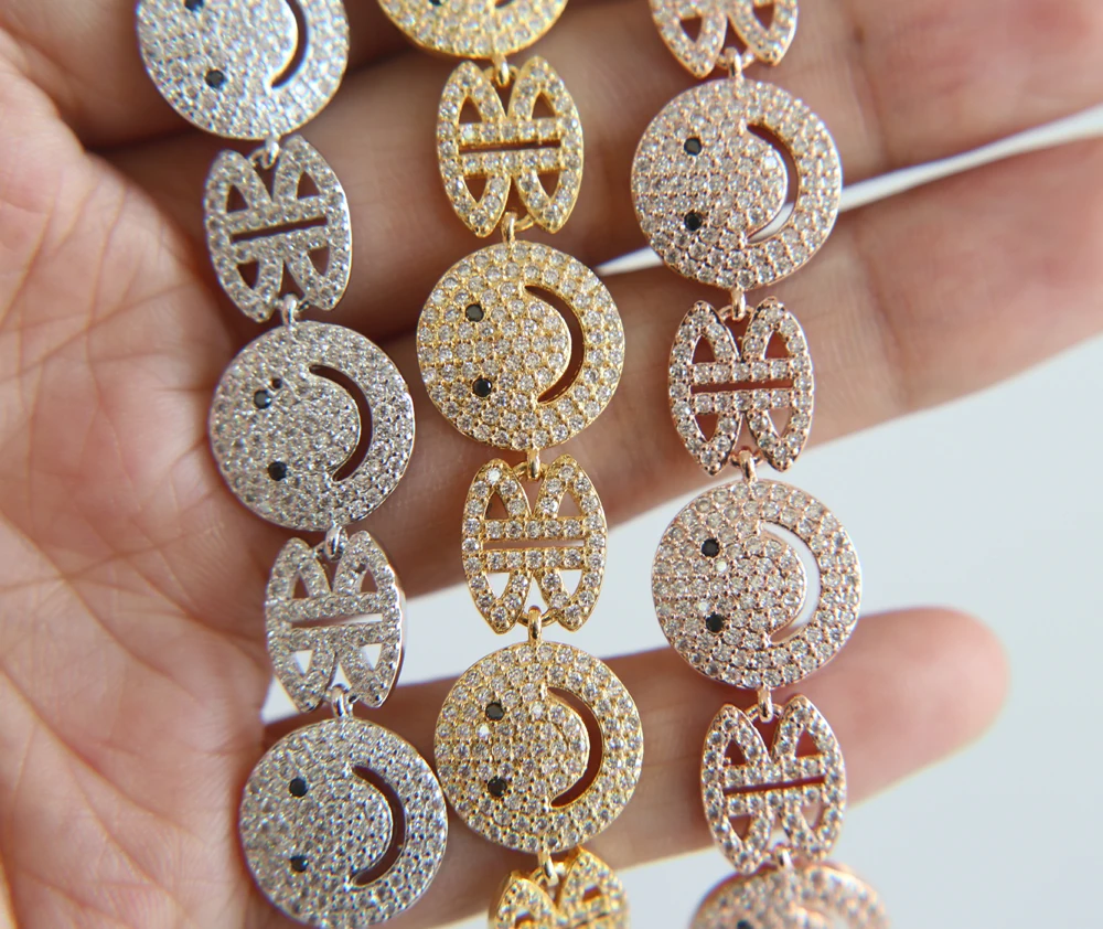 2018 newest Smile Face Lucky Women Charm Bracelet Gold-color Adjustable Length Chain Bracelets for Women Party Wedding Jewelry