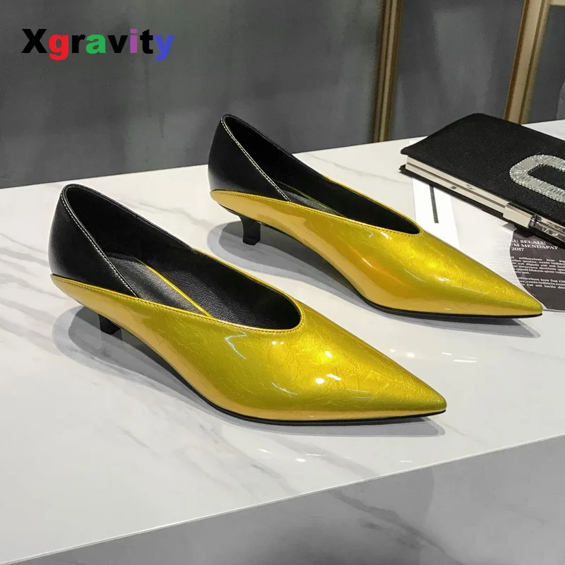 

Винтажные вечерние туфли Xgravity, классические туфли с острым носком, элегантные модные женские туфли-лодочки на высоком каблуке, привлекател...