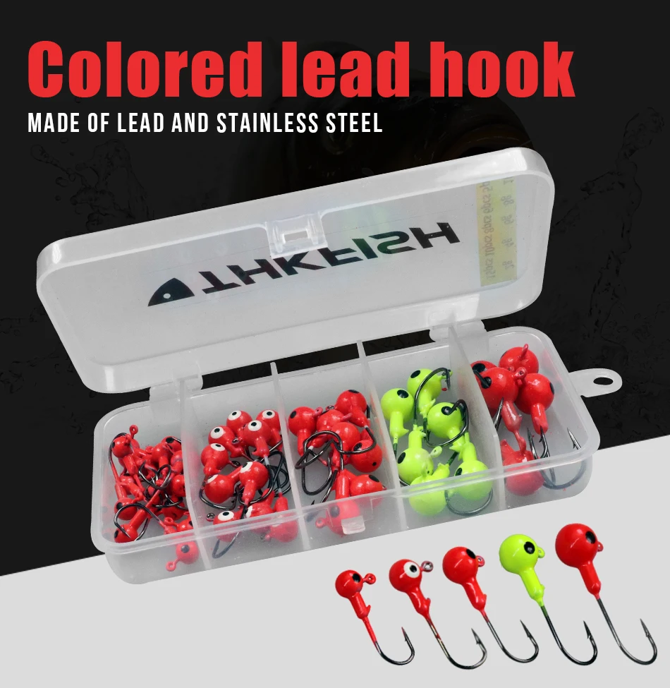 44 шт./кор. Jig Head крюк лед набор рыболовных крючков Sea пресноводный Jig head свинцовые рыболовных крючков с бородкой и крюк для зимней рыбалки