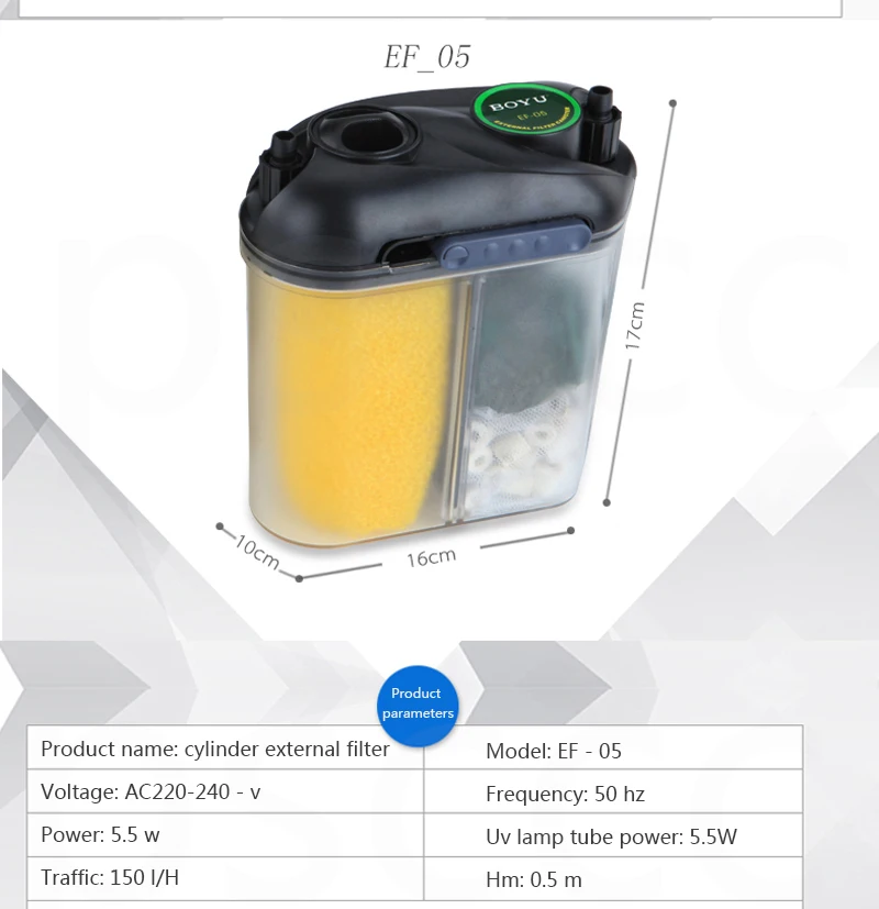 BOYU EF-05 EFU-05 высокопроизводительный внешний корпус фильтра. BOYU EF05 5,5 Вт AC220-240V мини бесшумный аквариум Рыба свежая вода