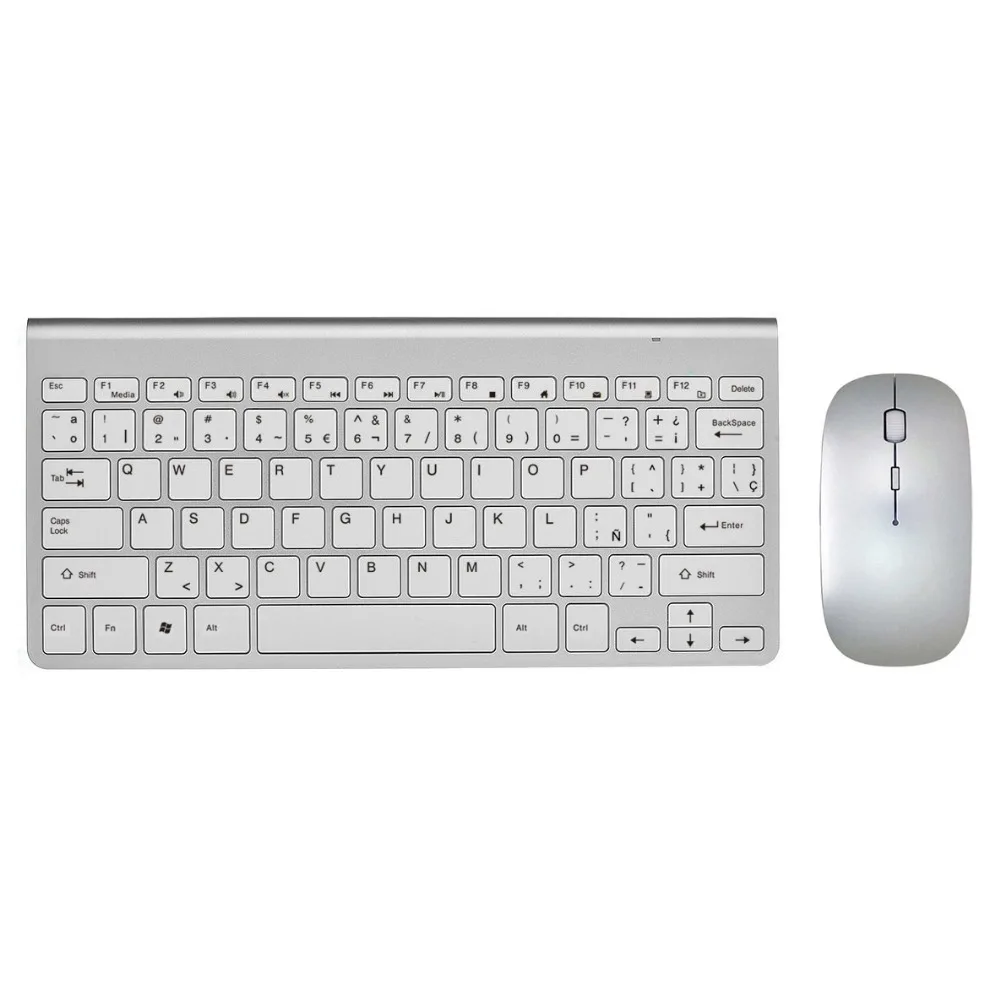 

Spanish Ergonomic 2.4G Ultra Slim Wireless Keyboard Mouse Combos Low Noise Wireless Keyboard for Apple Mac Win XP/7/10 IOS