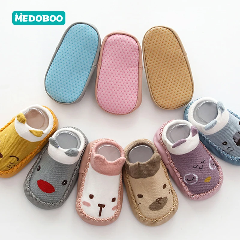 Medoboo/носки для малышей с героями мультфильмов Нескользящие хлопковые носки-тапочки с резиновой подошвой мягкие носки для новорожденных, носки для прогулок 10
