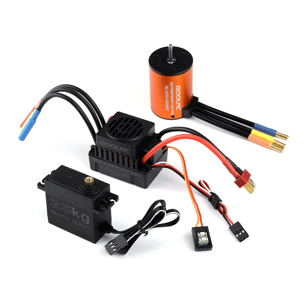 Двигатель GoolRC Combo Set 3650 4300KV RC Motor 60A Brushless ESC 25kg Servo w/ 25T Arm для радиоуправляемого
