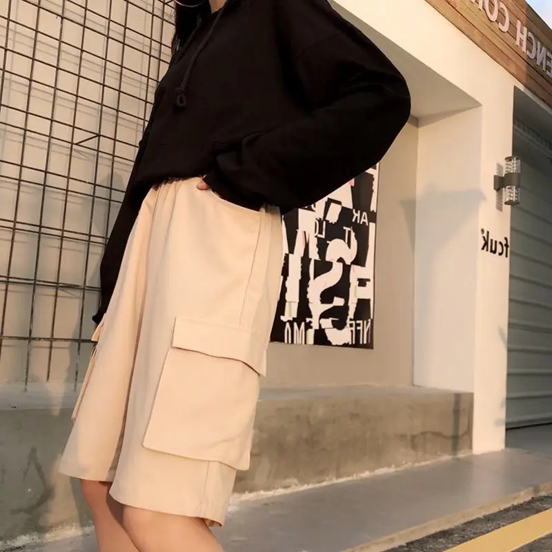

Students Hip Hop Shorts Women High Waist Short Pants Female Summer Wide Leg Shorts Casual Loose Short Feminino Womens Clothing
