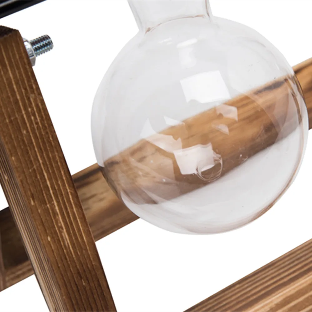 Цветочный горшок ваза для украшения интерьера деревянная рамка стеклянная