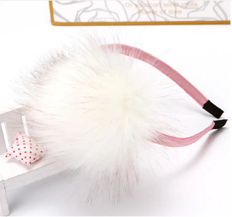 New Girls Hairball Hairband Kids Winter Faux Rabbit Fur Hair Head Band Hoop Accessories For Children Headwear Scrunchy | Детская одежда