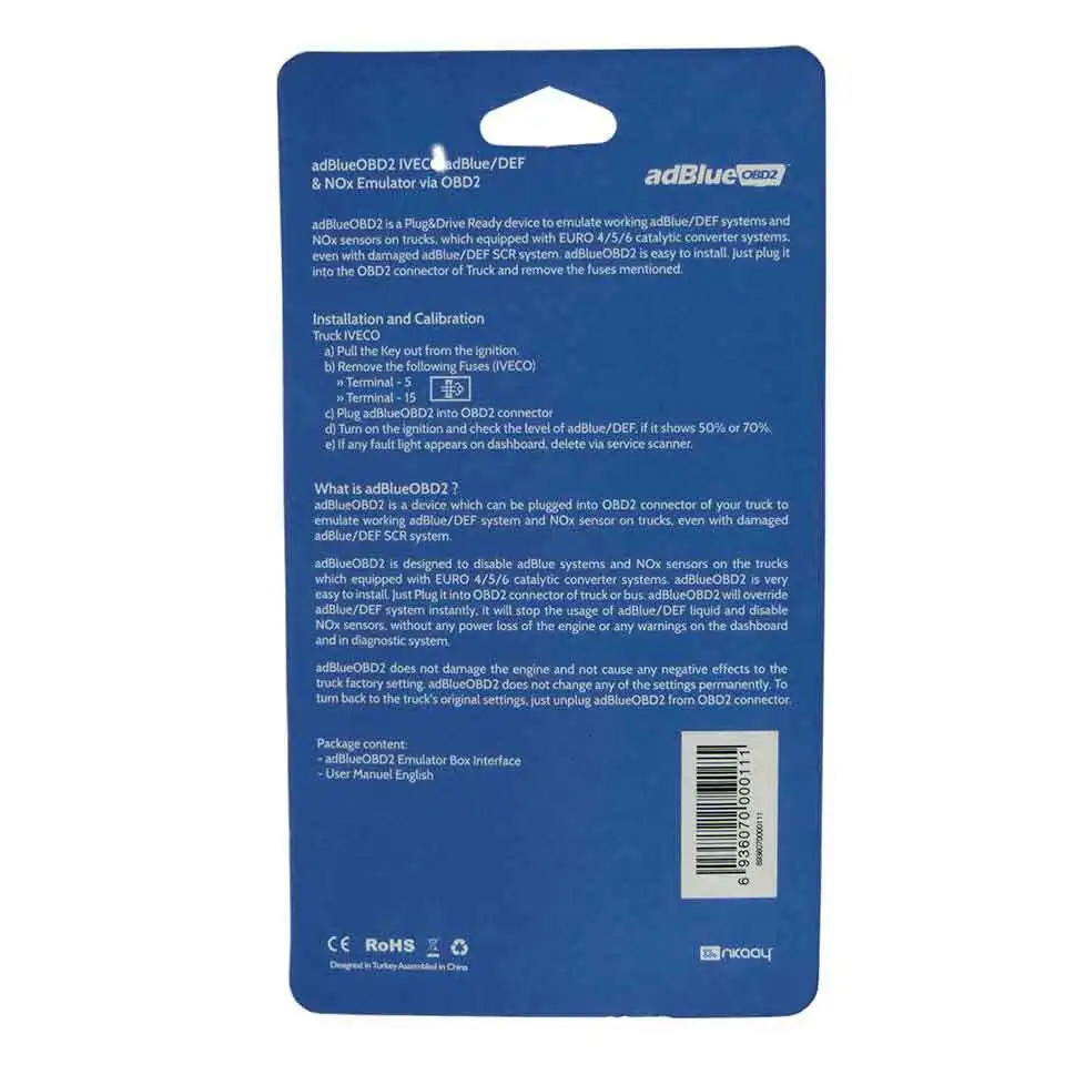 Новый эмулятор AdblueOBD2 для I VECO Adblue/DEF Nox через OBDII Adblue OBD2 Характеристическая