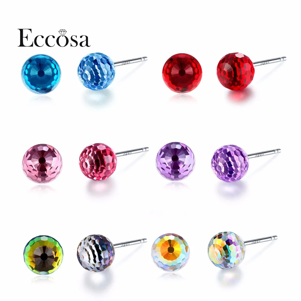 ECCOSA уникальный прозрачный магический шар серьги 925 пробы серебряные для женщин