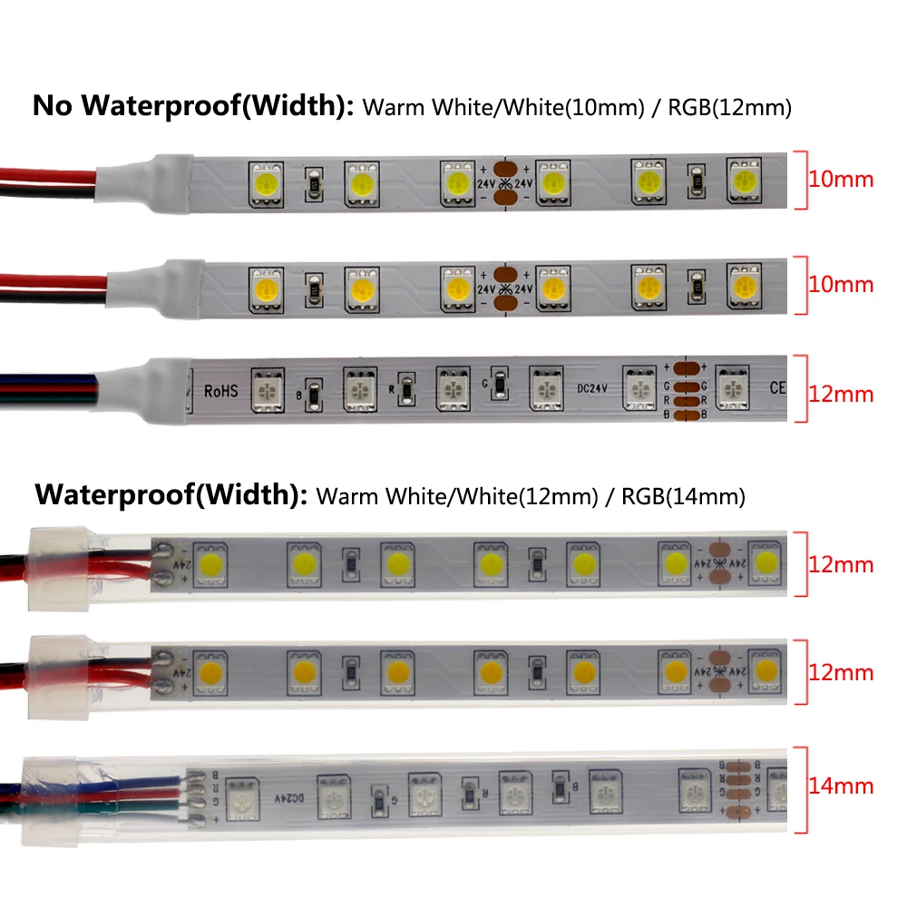 Светодиодная лента 5050 IP67 водонепроницаемая 60 светодиодов/м теплый белый/RGB для