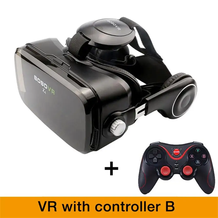 BOBOVR Z4 Очки виртуальной реальности 3D очки гарнитура bobo vr коробка Google картонные наушники для 4,3-6,0 дюймовых смартфонов - Цвет: black add remote B