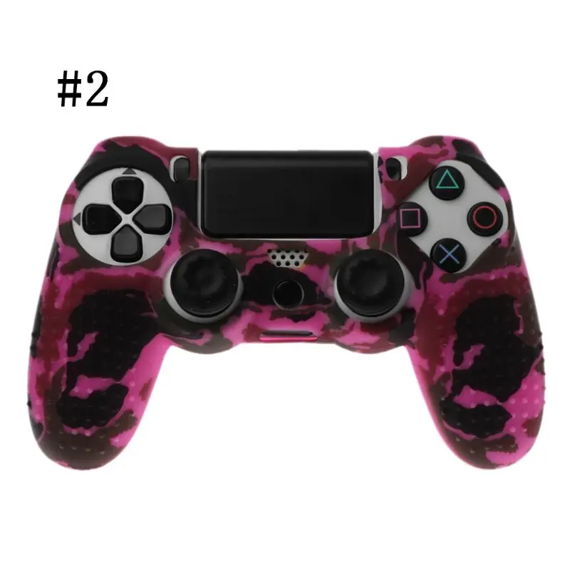 Color 2 Для sony Dualshock PS4 DS4 Slim Pro контроллер силиконовый камуфляжный чехол защитная кожа+ палочка для большого пальца крышки для Play station 4 - Цвет: Color 2