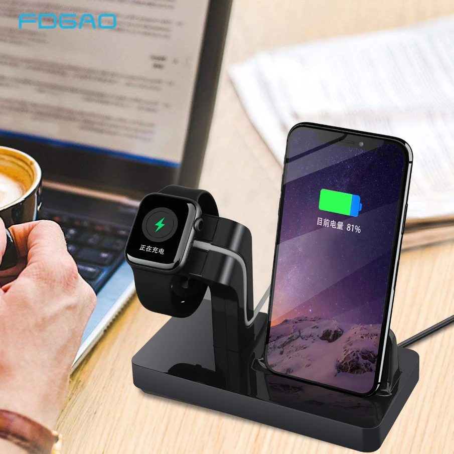 2 в 1 зарядная док-станция для iPhone X XR XS Max 8 7 6 6s Apple Watch Series 4 3 2 1 Беспроводное зарядное устройство Держатель для iWatch Stand станция