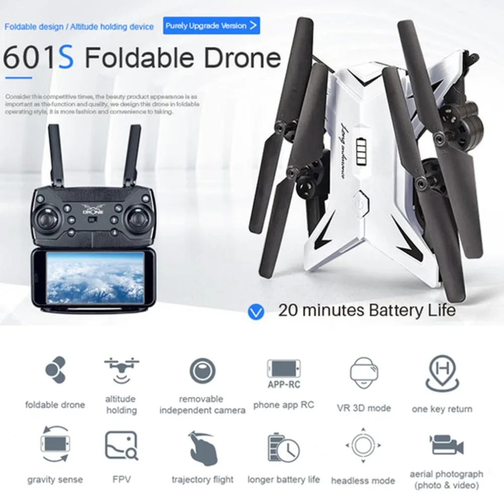 KY601S 20 минут Fly times селфи складной Дрон Квадрокоптер вертолет 720 P/1080 P WIFI Пульт