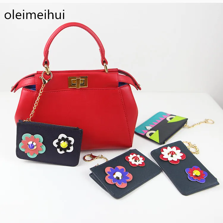 Милые стереоскопические цветы монета сумка на молнии кошелек из натуральной