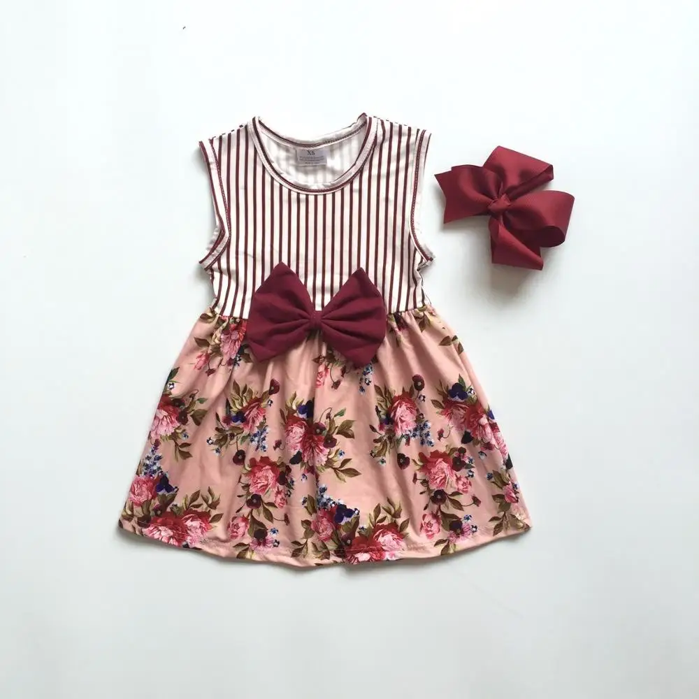 Летнее платье одежда для маленьких детей Одежда девочек с цветочным принтом в