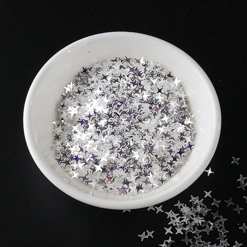 4mm Cross Star New10g/сумка High Flash Crystal PET блестки Звезда Сердце Луна Сакура блесток пайетки для маникюра, свадебные конфетти, аксессуары для ногтей - Цвет: 4mm Cross Star
