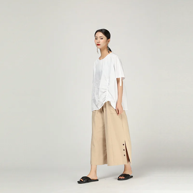 LANMREM 2020 Новая летняя модная женская одежда в японском стиле с круглым вырезом