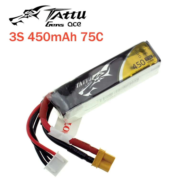 Литий-полимерный аккумулятор tattu 450mAh 75C 2S 7,4 V 3S 11,1 V 4S 14,8 V с разъемом XT30 Battey для RC FPV Racing Drone Quadcopter Toys - Цвет: 3S 450mAh 75C