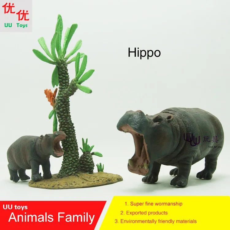 

Action Figures: Hippo (Hippopotamus) family pack Simulation model Animals kids toys children educational props