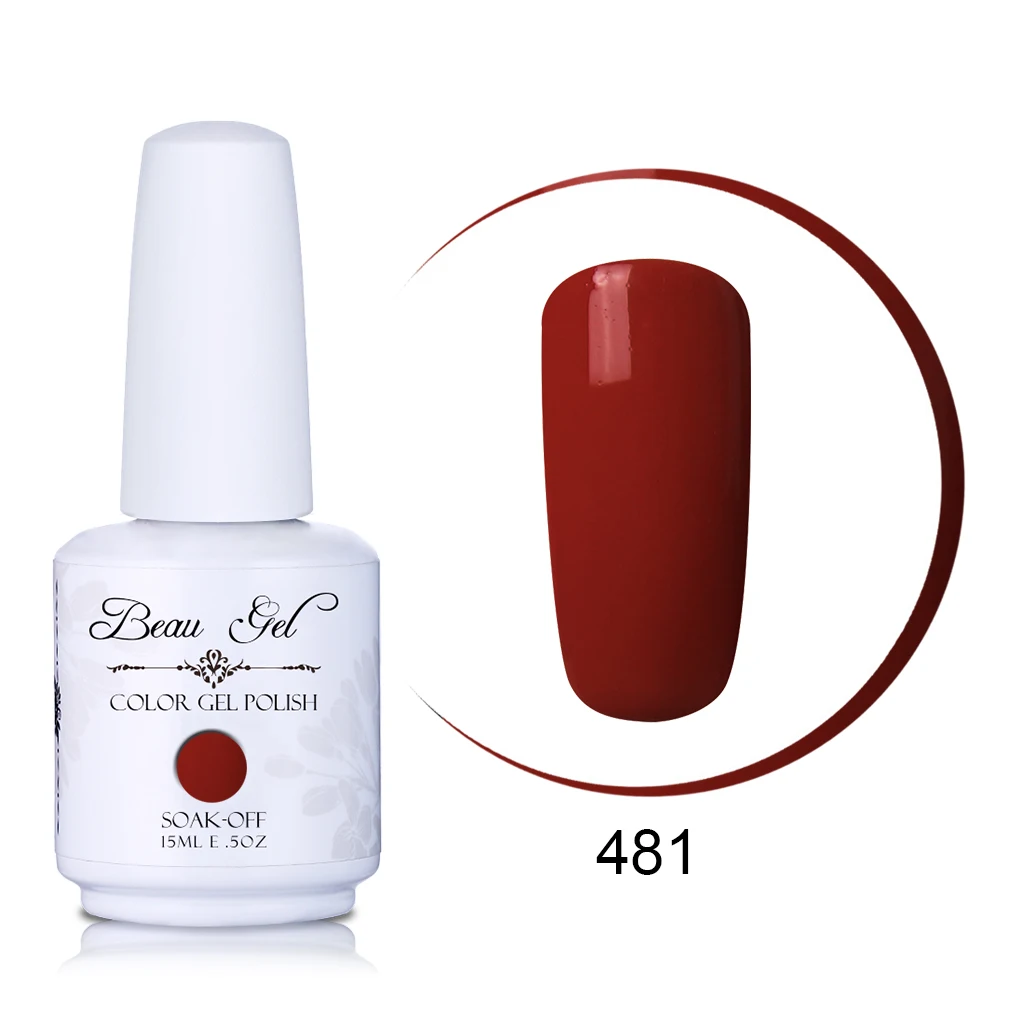 Beau Gel 15ML Nail Art Gel Varnish Semi Permanent Nail Polish Hybrid Gellak Soak Off Glitter UV Gel Nail Polish Enamel Lacquer - Цвет: GNS481