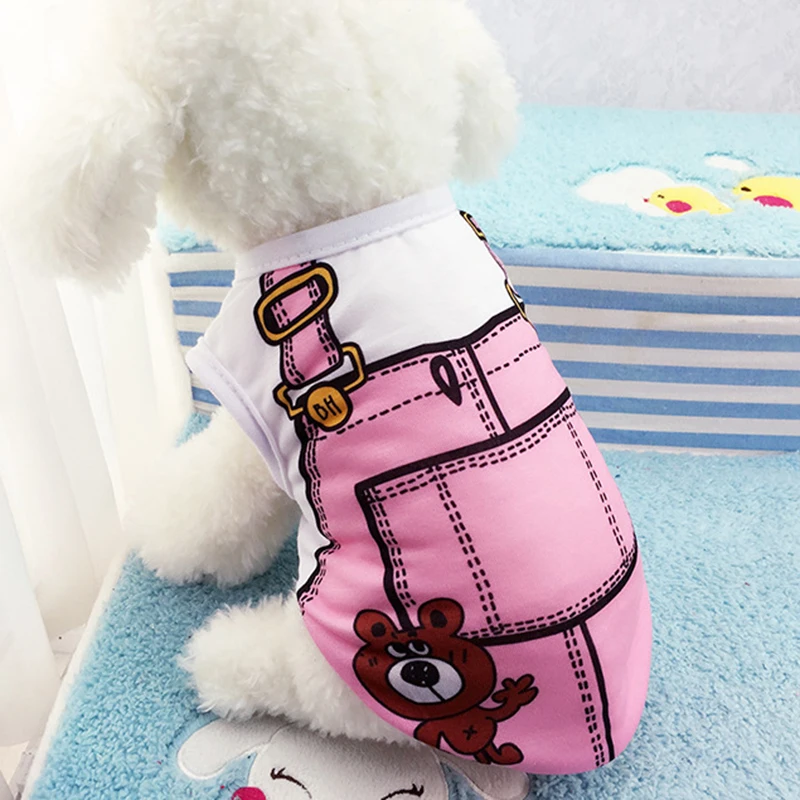 Dog Clothes Jackets Fake Strap Cute Printed Pullover Small Sweatshirt Coats Pets Supplies | Дом и сад