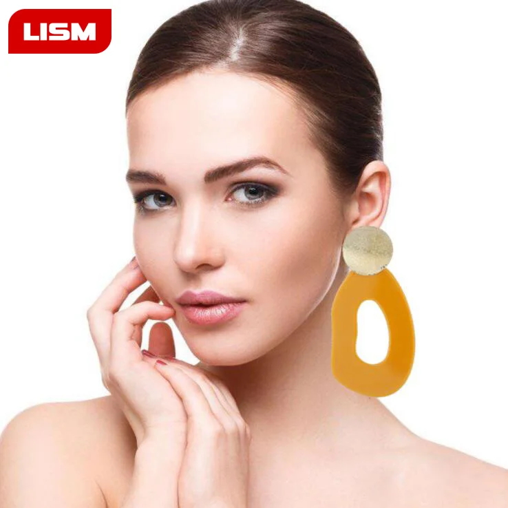 

Fashion Boho Bohemian Women exaggerated large Circular multiple Spelling pattern drop acetic acid plate earrings