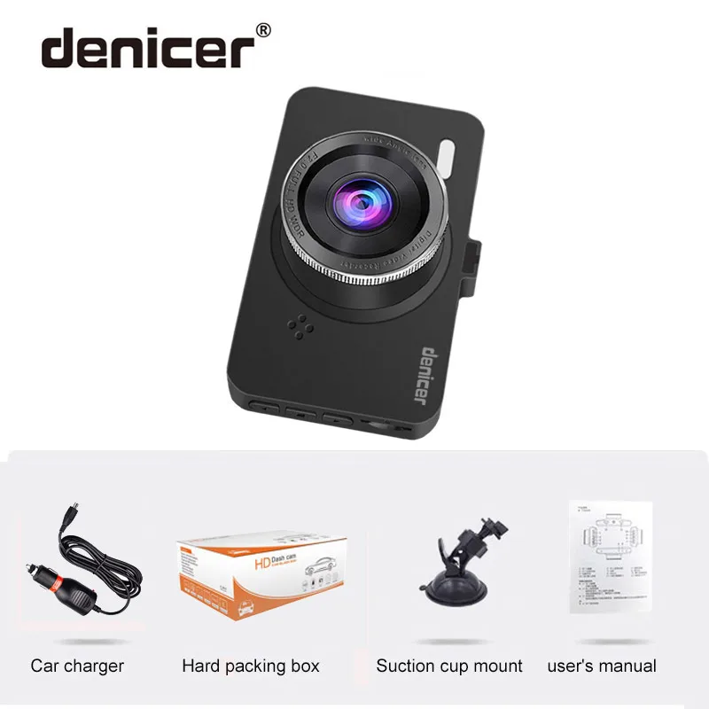 Denicer Автомобильная Dvr камера 3," экран Full HD 1080P 30fps двойной объектив с заднего вида Dashcam Авто Регистратор Автомобильный видео Dvr рекордер